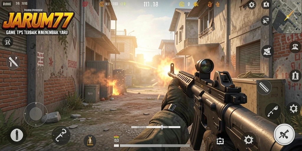 Tampilan menarik dari gameplay seru JARUM77 di medan perang.