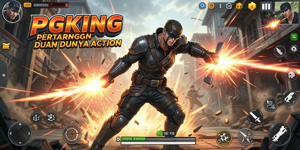 Tampilan aksi mendebarkan dalam gameplay PGKING yang seru.