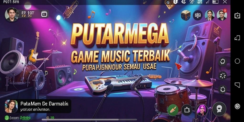 Screenshot gameplay PUTARMEGA menunjukkan interaksi menyenangkan saat bermain musik.
