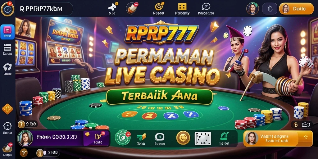 Tampilan screenshot utama RPRP777 menampilkan dealer live dan suasana permainan kasino.