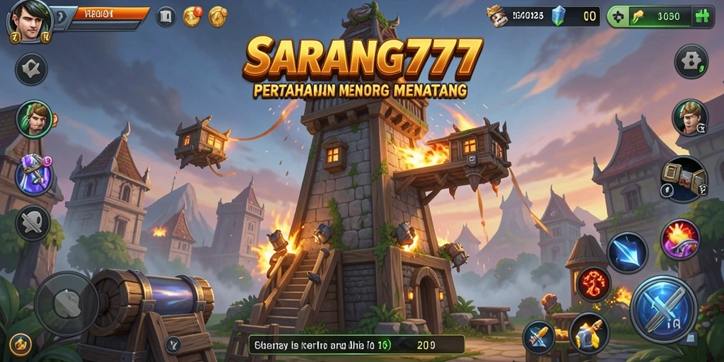 Tampilan gameplay menara pertahanan yang mendebarkan dari SARANG777.